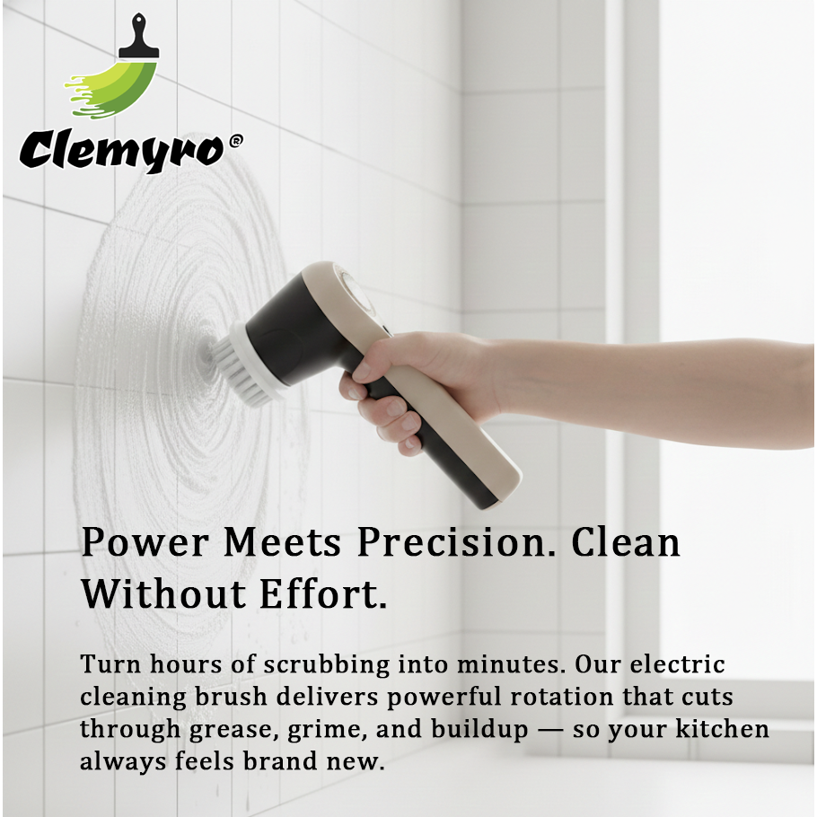 Clemyro® Cordless Electric Spin Scrubber with LED Battery Display – Multi-Surface Cleaning Tool
