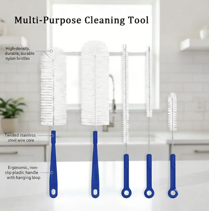 Clemyro® Premium Cleaning Brush Set – 5-Piece Multi-Size Cleaning Kit for Bottles, Straws & Narrow Openings