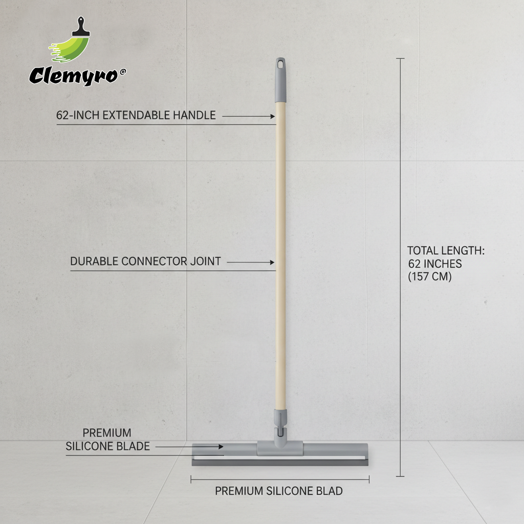 Clemyro® 62"Silicone Squeegee Broom  – Multi-Surface Floor & Pet Hair Cleaning Tool