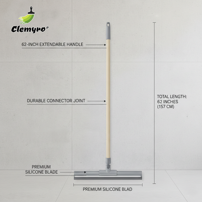 Clemyro® 62"Silicone Squeegee Broom  – Multi-Surface Floor & Pet Hair Cleaning Tool