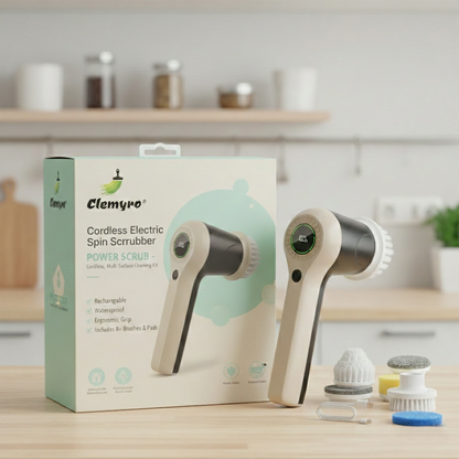 Clemyro® Cordless Electric Spin Scrubber with LED Battery Display – Multi-Surface Cleaning Tool