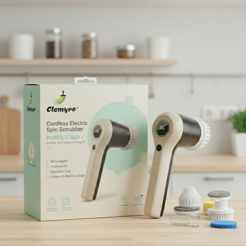 Clemyro® Cordless Electric Spin Scrubber with LED Battery Display – Multi-Surface Cleaning Tool