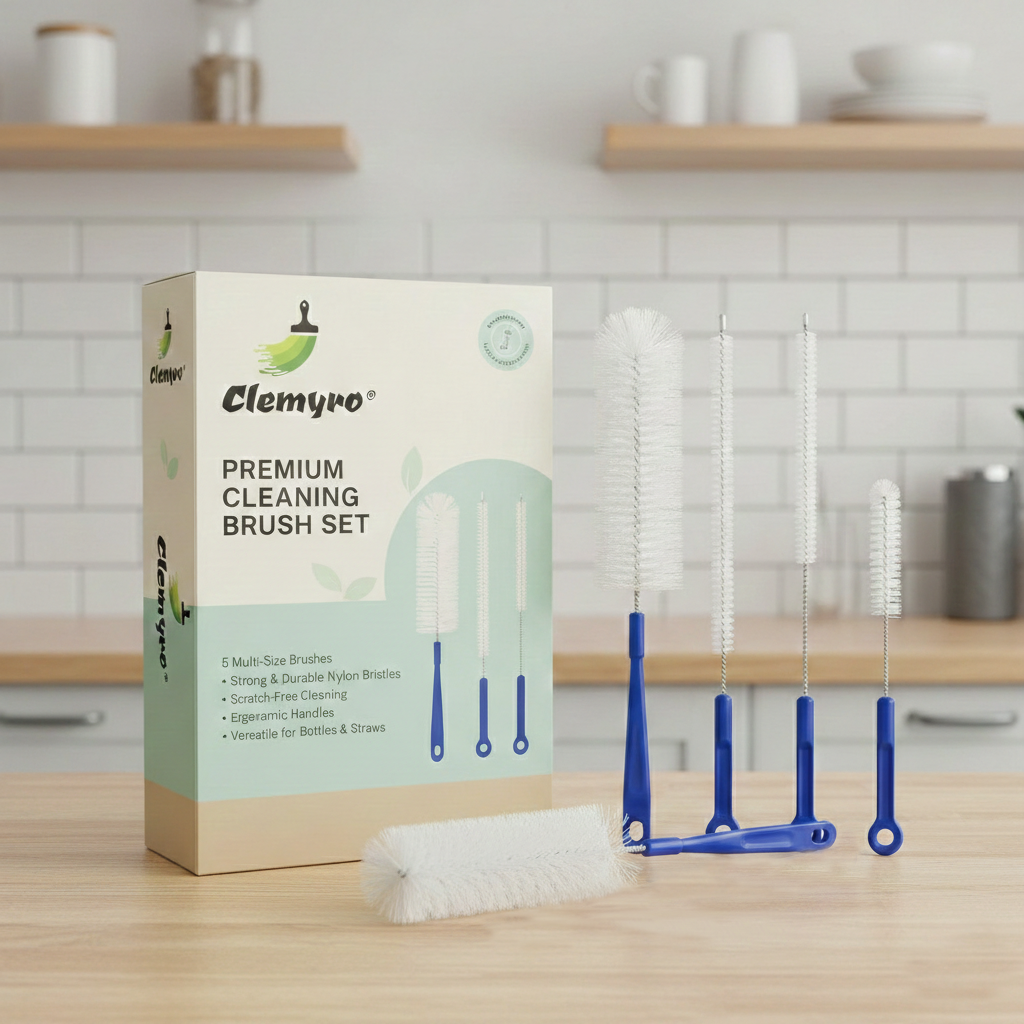 Clemyro® Premium Cleaning Brush Set – 5-Piece Multi-Size Cleaning Kit for Bottles, Straws & Narrow Openings