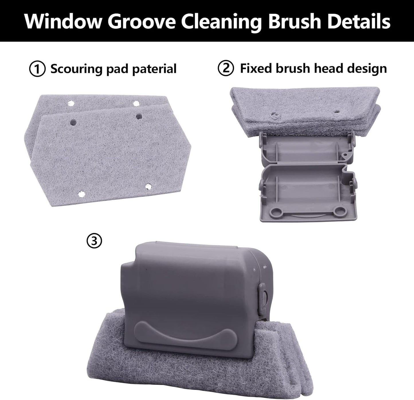 Clemyro® Window Track & Gap Cleaning Brush Set – Detail Cleaning Tool for Tight Spaces