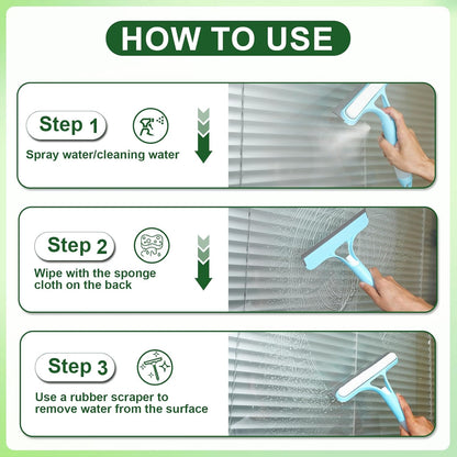 Clemyro® 3-in-1 Streak-Free Window Squeegee – All-in-One Squeegee & Microfiber Cleaner